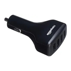 Basics 12W (5V, 2.4A) Car Charger with Lightning Cable (Coiled) for  iPhone and Apple Devices, 1.5 ft - Black