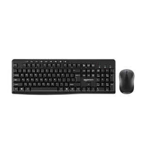 Amazon Basics Wireless Keyboard and Mouse Combo for Windows, 2.4 GHz Wireless, Spill-Resistant Design, 8 Multimedia & Shortcut Keys, PC, Computer Laptop, Notebook (Black)