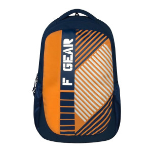 F Gear Squad Laptop Casual College Bag 27L Navy Blue Orange Backpack