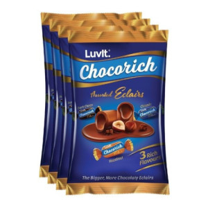 LuvIt Chocorich Assorted Eclairs Hazelnut, Dark Choco & Classic Flavours Toffee Bars  (4 x 480 g)