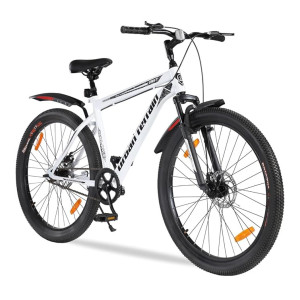 Urban Terrain Galaxy Pro High Performance Mountain Cycles for Men with Front Suspension & Dual Disc Brake & Complete Accessories MTB Bike 26T Single Speed | Ideal for 13+ Years, White