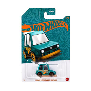 Hot Wheels 1:64 Scale Die-Cast Vehicle TOONED VOLKSWAGEN GOLF MK1 with Turquoise- & Copper-Colored Deco to Celebrate HW 56th Anniversary