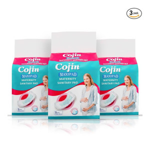 Cojin premium maternity pads for new moms Pack of 3 (15 maternity pads) - Soft Pads for After-Delivery [Apply 25% Coupon]