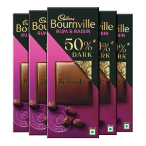 Cadbury Bournville Rum & Raisin Dark Chocolate Bars  (5 x 80 g)