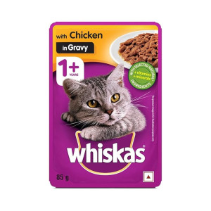 Whiskas Wet Cat Food For Adult Cats (1+Years), Chicken In Gravy Flavour, 85G, 1 Count