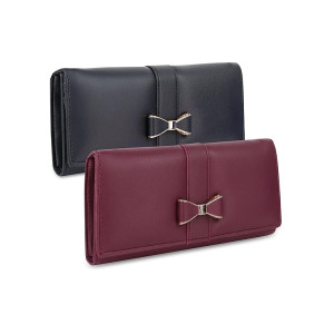 NFI essentials Pack of 2 PU Women,s Wallet Stylish Clutch Wallet with Zipper Pocket Ladies Travel Purse Women Money Purse Multi Card Holders Long Wallet