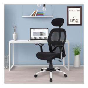 SAVYA HOME Apollo High Back Ergonomic Chair for Office Work at Home, Office Chair for Men & Study Chair, Computer Chair with 2D Adjustable Headrest & Lumbar Support, 120° Tilt & Lock mechanism Black (Pune, Mumbai available)