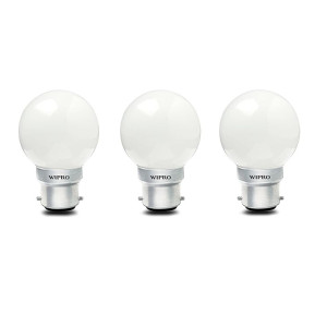 wipro Safelite B22D 0.5-Watt LED Night Bulb (White , N10001, Pack of 3)
