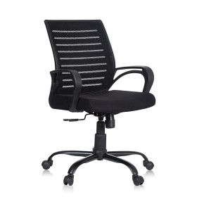 MBTC® Ace Mid Back Metal Base Office Chair/Study Chair (Black)