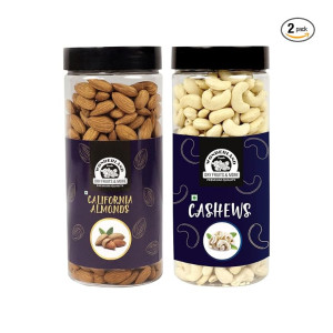 WONDERLAND FOODS California Almonds (NP) & Cashews W320 (Mangalore Quality) | 1Kg (500g X 2) Delicious & Nutritious
