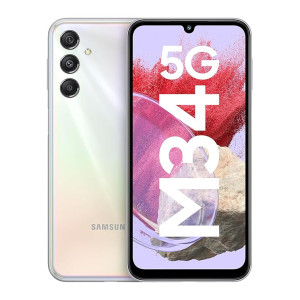 Samsung Galaxy M34 5G (Prism Silver,6GB,128GB)|120Hz sAMOLED Display|50MP Triple No Shake Cam|6000 mAh Battery|4 Gen OS Upgrade & 5 Year Security Update|12GB RAM with RAM+|Android 13|without Charger