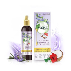 DABUR FR096200T Vatika Rosemary Hair Growth Oil With Hibiscus&Coconut Oil - 200Ml | Stimulates Hair Growth And Thickness | Co-Created With Dermatologist | No Mineral Oil |Animal Test Free,200 Grams