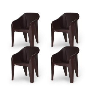 Supreme Futura Plastic Chairs for Home and Office (Set of 4, Globus Brown)