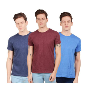 Scott International Men's Regular Fit T-Shirt - Cotton Blend, Half Sleeve, Round Neck, Stylish, Solid Plain T-Shirts for Men, mens t shirt - Pack of 3 [Apply 250Rs. off Coupon]
