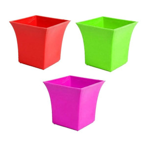 Bianco Multicolored Unbreakable Plastic Uber Pots for Indoor & Outdoor Plants (6.5x6.5x6 Inch) (Pack of 3, Multicolored)