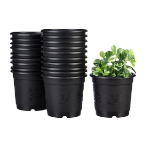 Amazon Brand - Solimo 100% Virgin Plastic Round Nursery Planter Pot | Indoor and Outdoor Flower Pot for Home/Office/Table/Garden/Balcony Decoration | 6 inch (Set of 20)