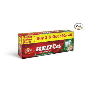 Dabur Red Gel Ayurvedic Toothpaste - 300g (150g x 2, Pack of 2) | Reduction in Bad Breath, Plaque & Gingivitis | Freshness with Protection | For Healthy Gums & Effective Dental Care