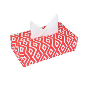 PrettyKrafts Tissue Paper Box Cover Rectangular Shape Napkin Holder use for car,Home and Office, (Single), Diamond Red