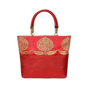 PrettyKraftsWomen's Cotton Mini Handbag_Red