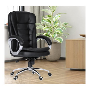 Da URBAN® Windsor High Back Revolving Leatherette Ergonomic Home & Office Executive Chair with 3 Years Warranty, High Comfort Seating, Height Adjustable Seat & Heavy Duty Metal Base (Black)