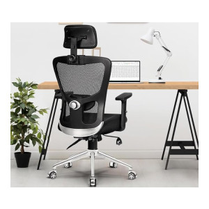 Da URBAN® Mexico Pro High Back Mesh Ergonomic Office Chair with 3 Years Warranty, Adjustable Armrests,Adjustable PU Pads,Adjustable Lumbar Support,Smart Any-Angle Tilt Lock Mechanism (Black)