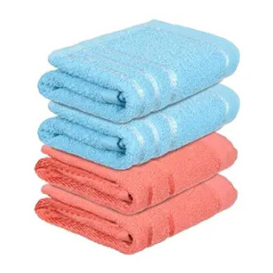 Kuber Industries Face Towel | Towels for Facewash | Towels for Gym | Facewash for Travel | Towels for Daily use | Workout Hand Towel | Lining Design | 14x21 Inch | Pack of 4 | Multi