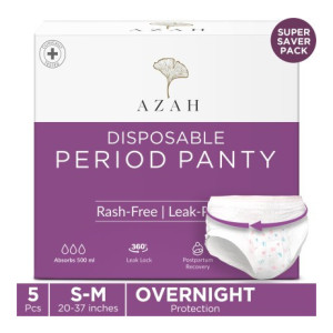 AZAH Disposable Period Panties for Women Leak Proof | 12 Hr 360 Degree Coverage |S-M| Sanitary Pad  (Pack of 5)