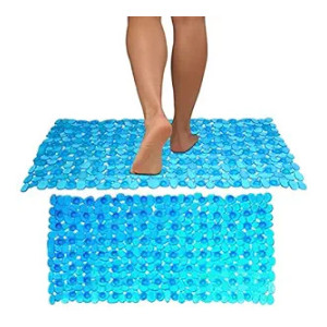 Expertomind Anti-Skid Shower Mat | Non-Slip Bathroom Mat for Bathtub, Floor & Shower | with Drain Holes | Machine Washable - Blue