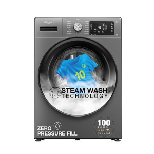 Whirlpool 8 Kg 5 Star Inverter Front Load Fully Automatic Washing Machine with In-Built Heater (XS8014BYM52E, MidNight Grey, Steam Technology, 100+ Tough Stains, 6th Sense Soft Move, 2024 Model) [Apply ₹2000 Coupon + ₹5647 Off With ICICI Credit Card 6Mon No Cost EMI]