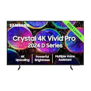 Samsung 108 cm (43 inches) D Series Crystal 4K Vivid Pro Ultra HD Smart LED TV UA43DUE77AKLXL (Black) [Flat ₹5500 Off with SBI Credit Card]