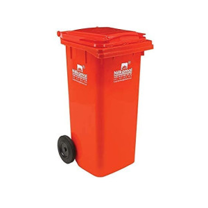 Nilkamal Dustbin | 120 Liter | Color options available | Dustbin with wheels | Outdoor garbage cans | Big dustbin with lid outdoor | Big extra large size dustbin for outdoor | Red