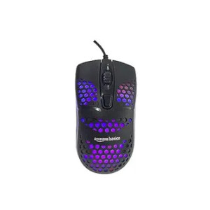 Amazon Basics Wired Gaming Mouse with rainbow backlight I 4 preprogrammed buttons I 3600 DPI I 1.5 Cable I Colour- Black & Honey Combo Design