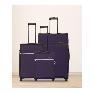 METRONAUT Soft Body Set of 3 Luggage 2 Wheels - Advantage Combo Set (30inch+26inch+22inch) - Purple