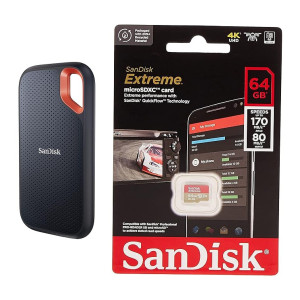 SanDisk 2Tb Extreme Portable Ssd 1050Mb/S R, 1000Mb/S W,Upto 2 Meter Drop Protection & Typec Smartphone Compatible, 5Y Warranty, External Ssd & Extreme Microsd Uhs I Card 64Gb, USB