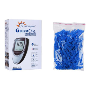 Dr. Morepen PREMIUM QUALITY BG03 GLUCOMETER ONLY WITH PACK OF 100 STERILE LANCET PINS Glucometer  (Grey, Blue)