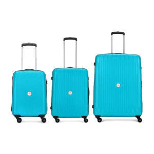 Aristocrat Armstrong 3 Pc Set Cabin 55 Cm(Small) Check-in 66 Cm(Medium) Check-in 75 Cm(Large) 4 Wheels Trolley Bags for Travel Hard Case Luggage, Lightweight Bag with Combination lock (Teal Blue)