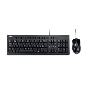 ASUS U2000 Wired Keyboard and Optical Mouse Combo, Long 150 cm Felxible Cable, 1000 dpi optical mouse sensor, Compact Design (Black)