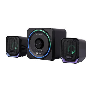 ZEBRONICS PLUTO 2-2.1 Channel Desktop Speaker with 15 watts output, Bluetooth 5.0, USB, mSD, FM, 3.5mm jack Line Input, Inbuilt Volume Control, USB Powered, RGB Lights