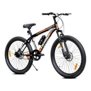 LEADER Beast 26T with Front Suspension and Disc Brake and Complete Accessories 26 T Mountain Cycle  (Single Speed, Black, Only Front Suspension)