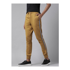 Roadster Women Regular Fit Yellow Cotton Blend Trousers