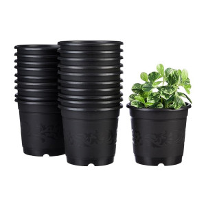 Amazon Brand - Solimo 100% Virgin Plastic Round Nursery Planter Pot | Indoor and Outdoor Flower Pot for Home/Office/Table/Garden/Balcony Decoration | 6 inch (Set of 20)