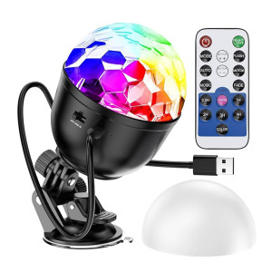 Mini Disco Ball with RGB and White Light for Party and Home, Sound Activated Light with Remote Control, Suction Base and Lampshade, 16-Color Stage DJ Light for Birthday Halloween Christmas Decorations [coupon]