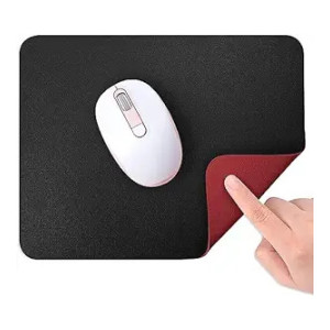 Dyazo Vegan PU Leather Mouse Pad Reversible, Anti-Slip Waterproof Mouse Mat for Office Home Gaming Laptop Men Women Kid,Black & Red Size Small 9.8 X 8.5 Inch