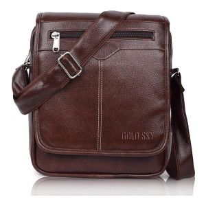 GOLD SKY Shade Stylish PU Leather Sling Cross Body Travel Office Messenger One Side Shoulder Bag for Men