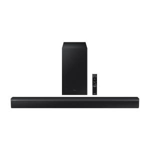 Samsung Soundbar (HW-C45E/XL) 2.1 Channel, 300W, Dolby Digital, 3 Speakers, Wireless Subwoofer, Bluetooth Enabled and DTS Virtual X Experience Sound (Black)