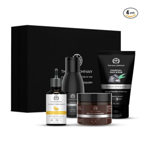 The Man Company Face on Point Facial Kit with Vitamin C Serum, Charcoal Face Wash & Face Scrub, daily Moisturizing Cream | Soft & Supple Skin | Gift Set for Him