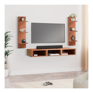 Amazon Brand - Solimo TV Unit for Living Room | 1 Year Warranty | TV Cabinet for Living Room, TV Unit, Engineered Wood with Wall Mount Set Top Box Stand & Wall Display Rack Upto 42'' |Brown