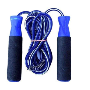 SPANCO Blue Color Skipping Rope Tangle-Free with Ball Bearings Rapid Speed Jump Rope Cable and Memory Foam Handles Ideal for Aerobic Exercise Like Speed Training, Endurance Training and Fitness Gym