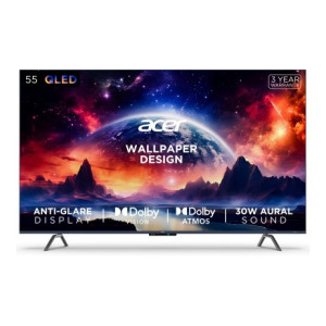 Acer 139 cm (55 inch) QLED Ultra HD (4K) Smart Android TV With Super Anti Glare Display, Motion Sensor, Far Field Mic  (AR55AR2851QD) [Rs.1500 off with SBI CC]