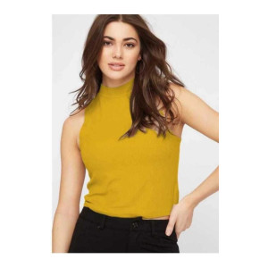 RIHAN CREATION Casual Sleeveless Striped Women Yellow Top